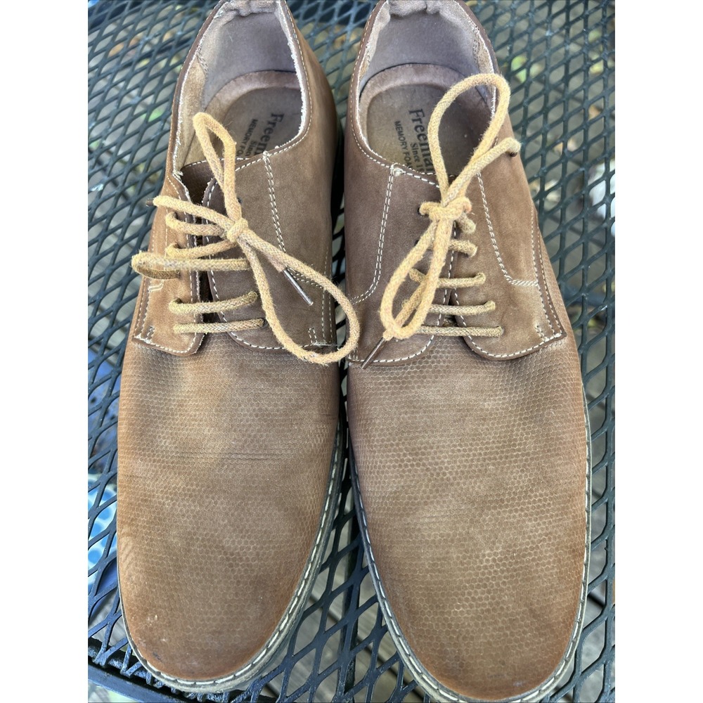 Freeman Oxford Mens 10 Brown Dress Shoes Memory Foam Insole‎ Comfort Lace Up
